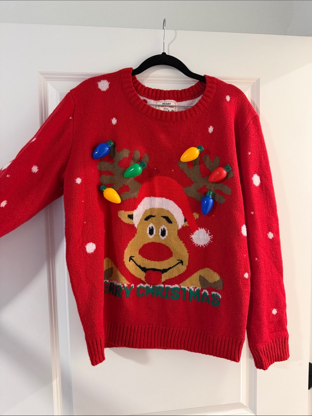 Red Reindeer Light Up Christmas Sweater
